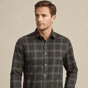 Bugatchi Shaped Fit Long Sleeve Button-Up Shirt – Comfort Stretch – Size XL